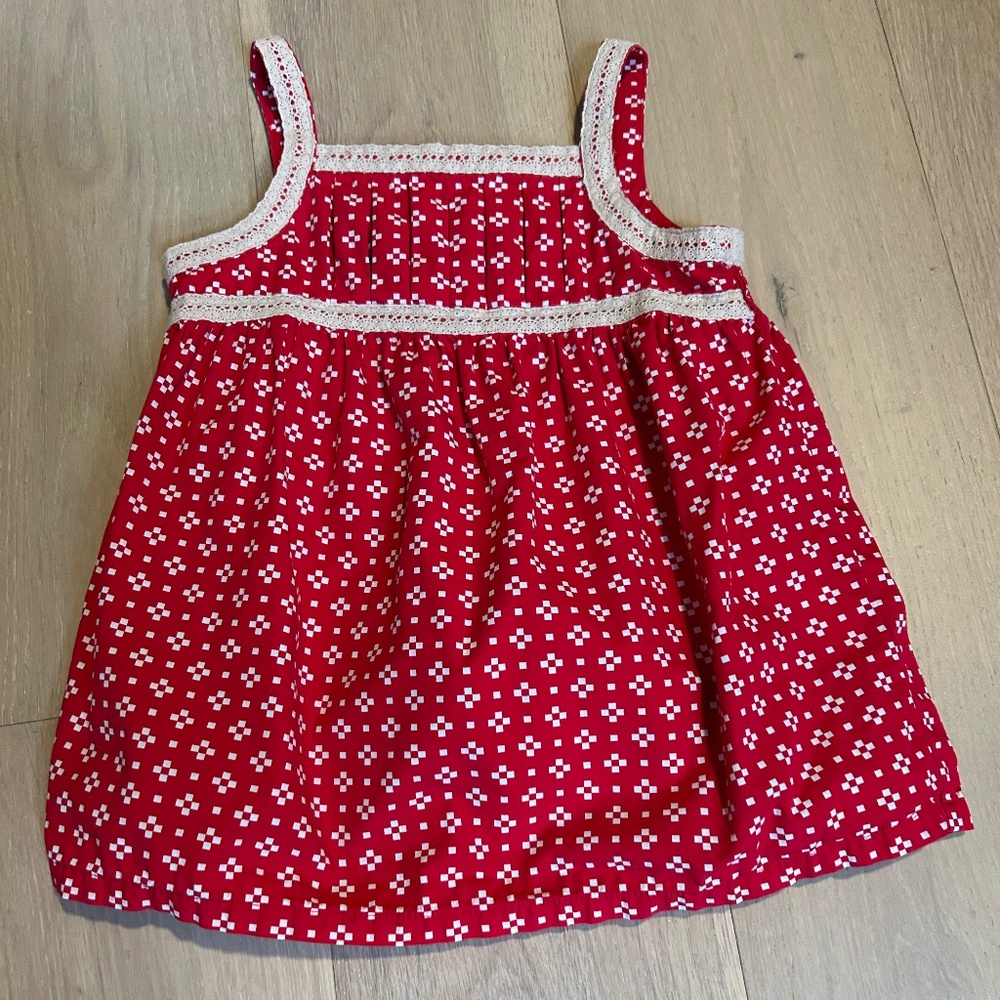 Hanna Andersson Red/Ivory Sleeveless Sundress for Girls Size 5 Vacay ~ Summer!